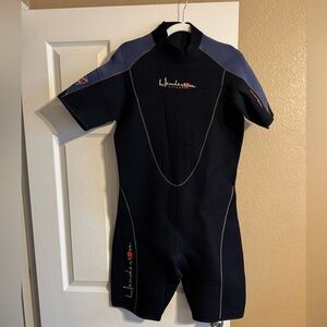 Henderson Shorty Wetsuit Men’s XL Black Blue Scuba Dive Surf Swim